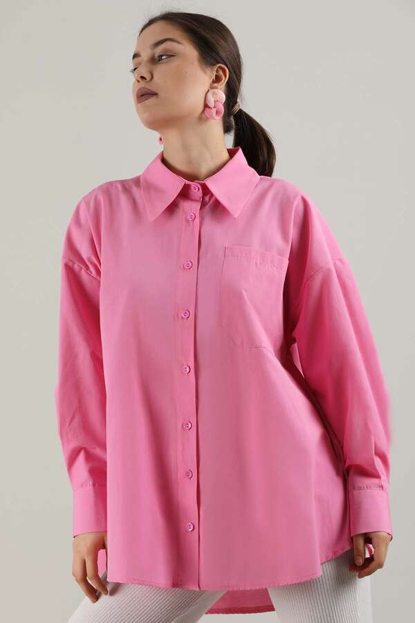 Oversize Cepli Gömlek Pembe - 3