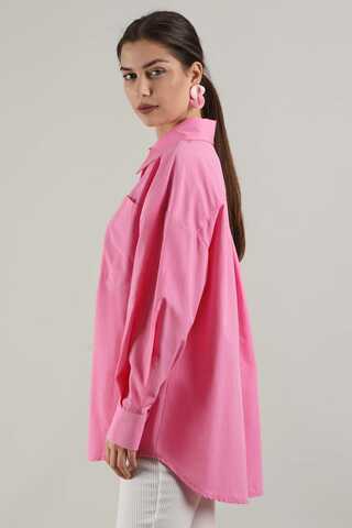 Oversize Cepli Gömlek Pembe - 4