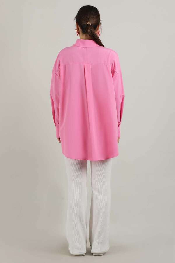 Oversize Cepli Gömlek Pembe - 5
