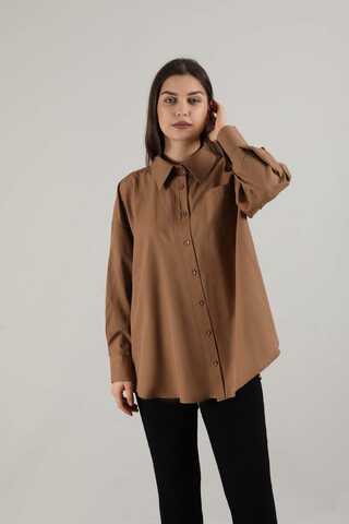 Oversize Cepli Gömlek Taba - 2