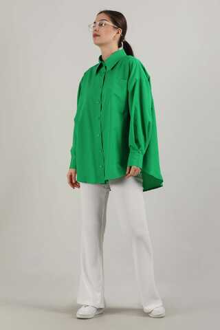Oversize Cepli Gömlek Yeşil - 4