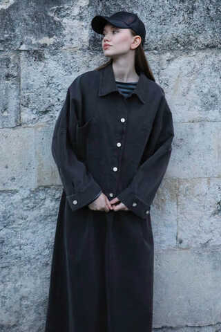 Oversize Denim Ceket Gri - 2