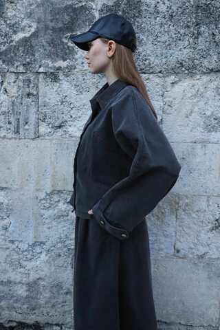 Oversize Denim Ceket Gri - 4