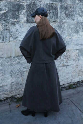 Oversize Denim Ceket Gri - 6