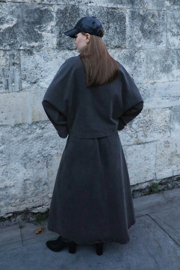 Oversize Denim Ceket Gri - 6