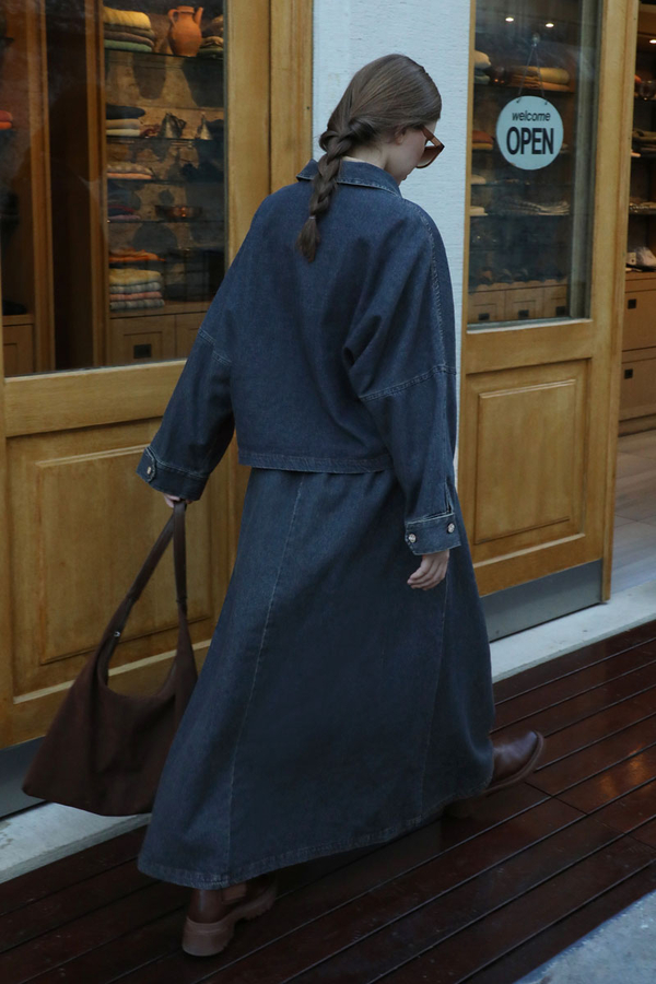 Oversize Denim Ceket Mavi - 6