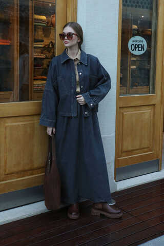 Oversize Denim Ceket Mavi - 2