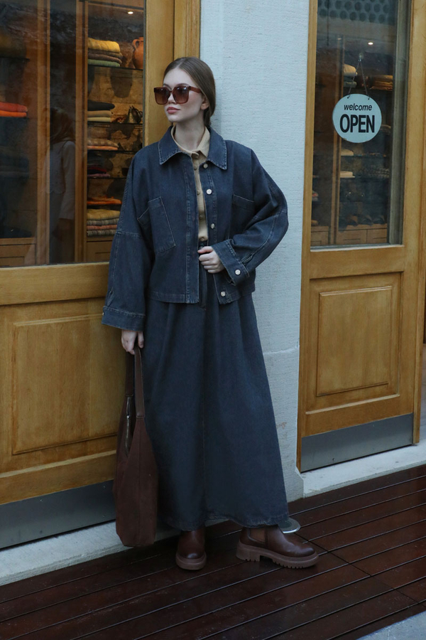 Oversize Denim Ceket Mavi - 2