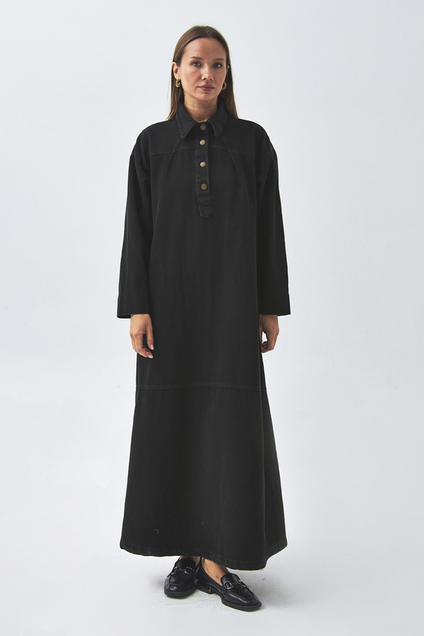 Oversize Denim Dress Black - 2
