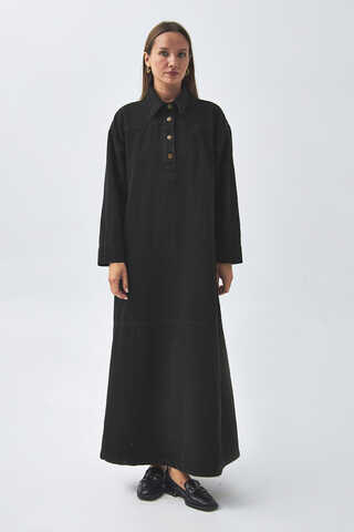 Oversize Denim Dress Black - 2