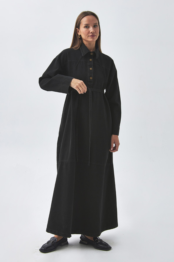 Oversize Denim Dress Black - 8