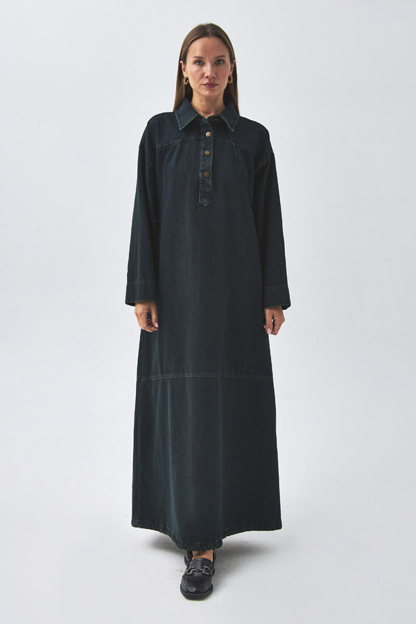 Oversize Denim Dress Dark Blue - 2
