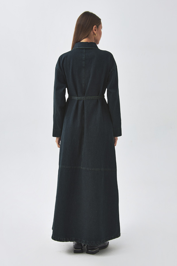 Oversize Denim Dress Dark Blue - 8