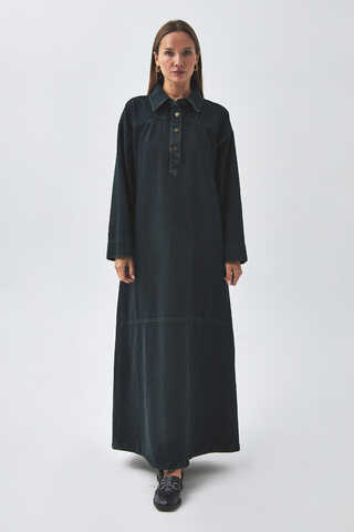 Oversize Denim Dress Dark Blue (1)