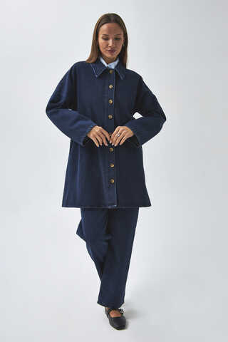 Oversize Denim Gömlek Açık Mavi - 3