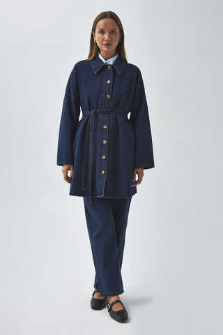 Oversize Denim Gömlek Açık Mavi - 5