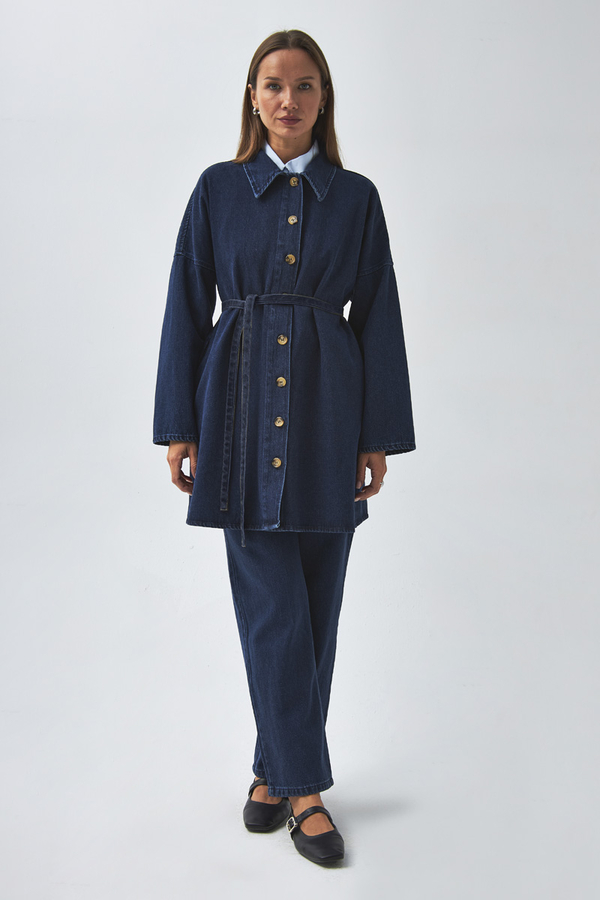 Oversize Denim Gömlek Açık Mavi - 5