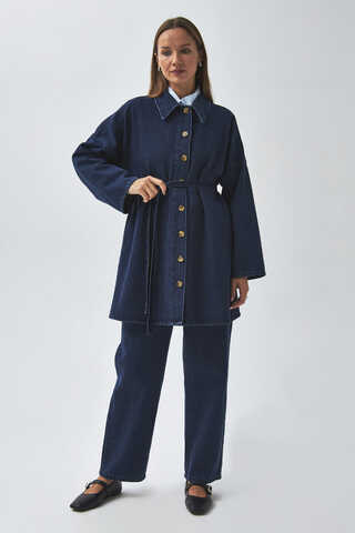 Oversize Denim Gömlek Açık Mavi - 7