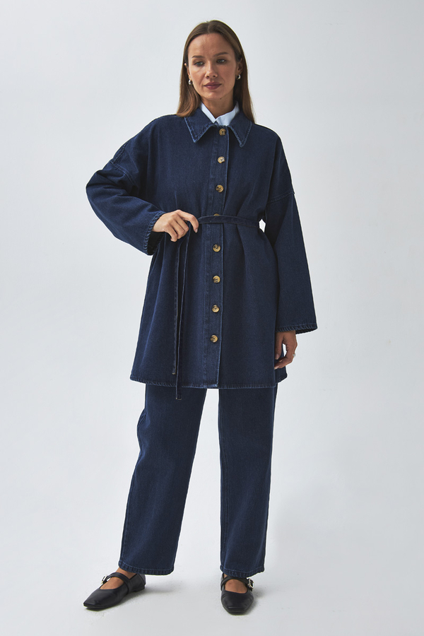 Oversize Denim Gömlek Açık Mavi - 7