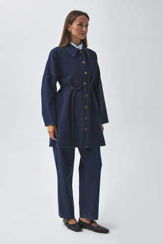 Oversize Denim Gömlek Açık Mavi - 10