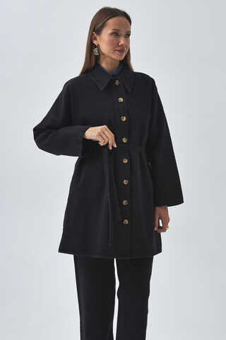 Oversize Denim Gömlek Siyah - 10