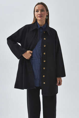 Oversize Denim Gömlek Siyah - 7