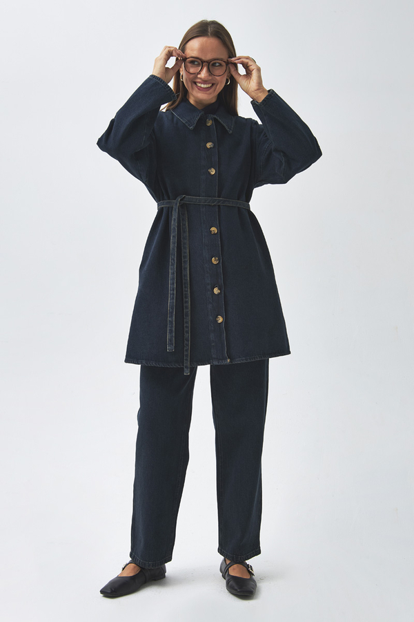 Oversize Denim Shirt Dark Blue - 1