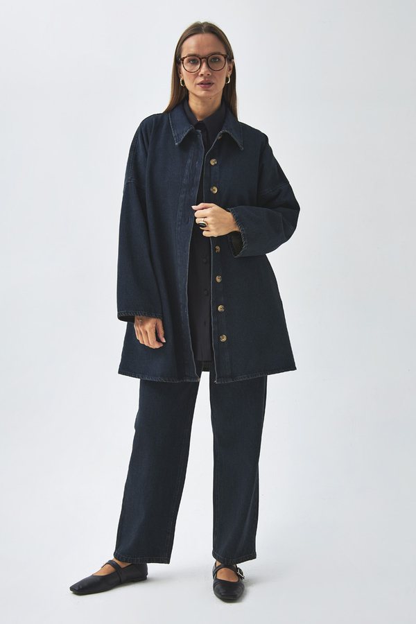 Oversize Denim Shirt Dark Blue - 6