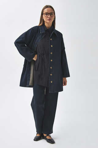 Oversize Denim Shirt Dark Blue - 3