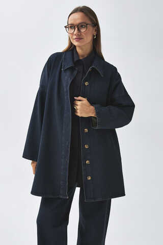 Oversize Denim Shirt Dark Blue - 13
