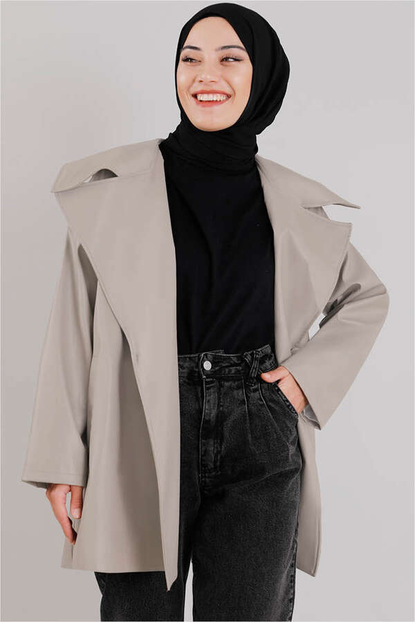 Oversize Deri Ceket Çakıl - 3