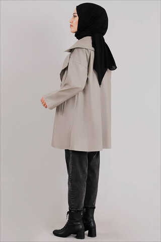 Oversize Deri Ceket Çakıl - 4