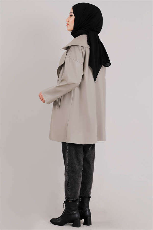 Oversize Deri Ceket Çakıl - 4