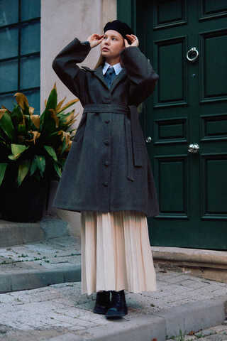 Oversize Drop-Shoulder Coat Anthracite - 1