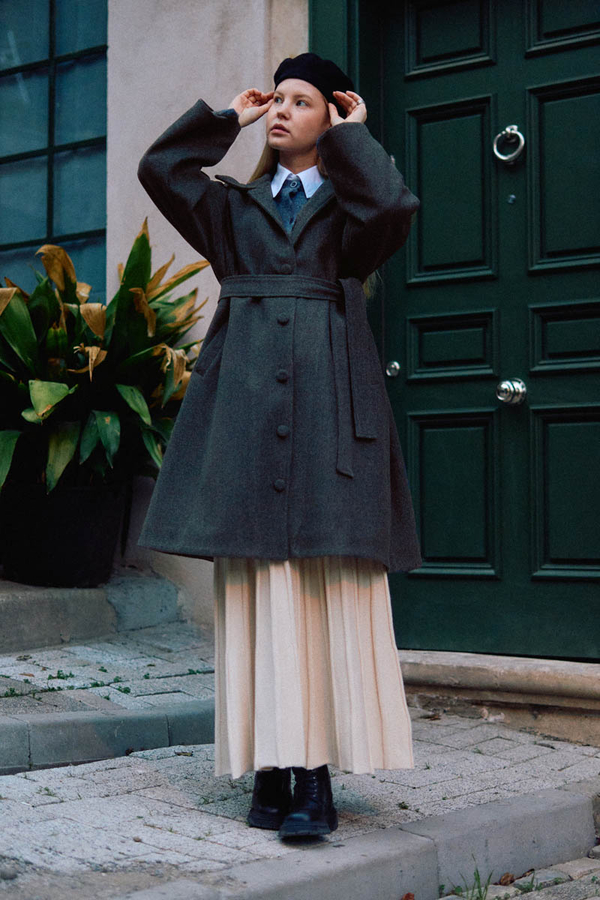 Oversize Drop-Shoulder Coat Anthracite 