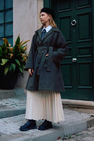 Oversize Drop-Shoulder Coat Anthracite - 7