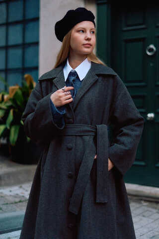 Oversize Drop-Shoulder Coat Anthracite - 8