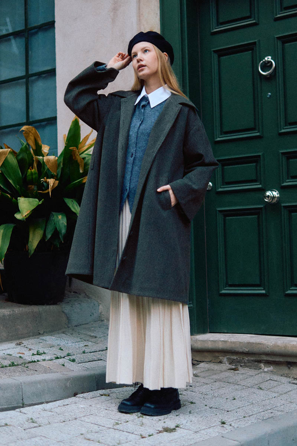 Oversize Drop-Shoulder Coat Anthracite - 4