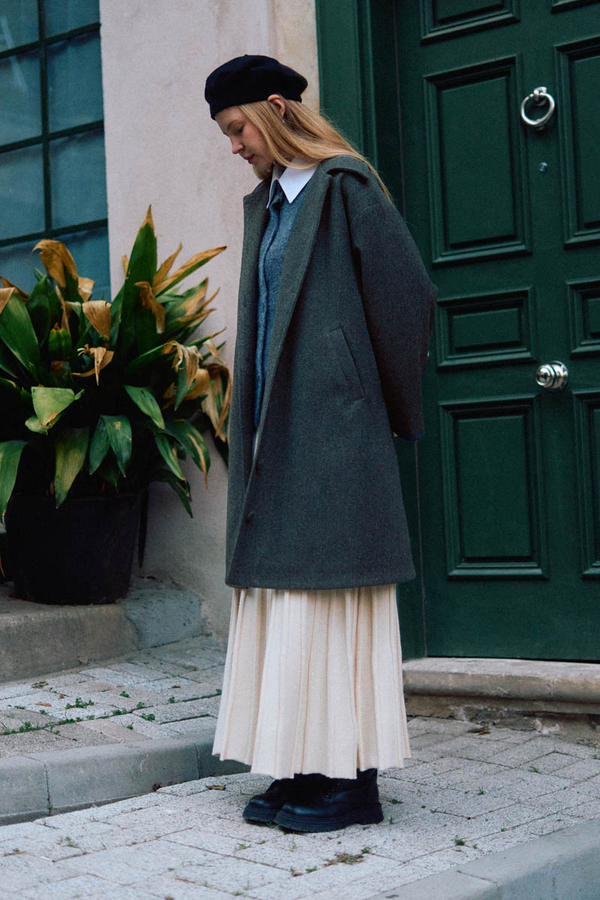 Oversize Drop-Shoulder Coat Anthracite - 12