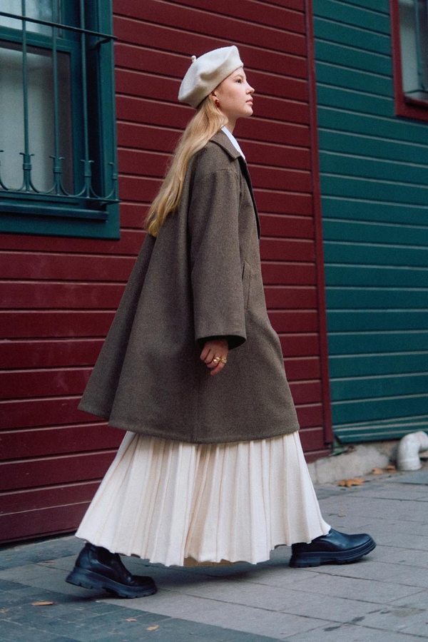 Oversize Drop-Shoulder Coat Brown - 2