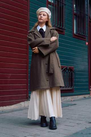 Oversize Drop-Shoulder Coat Brown - 5