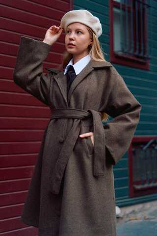 Oversize Drop-Shoulder Coat Brown - 7