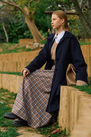 Oversize Drop-Shoulder Coat Navy - 11