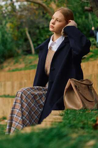 Oversize Drop-Shoulder Coat Navy - 12