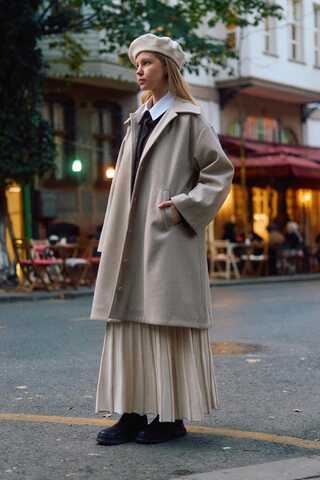 Oversize Drop-Shoulder Coat Stone - 3