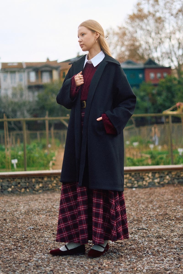 Oversize Düşük Kol Kaban Siyah 