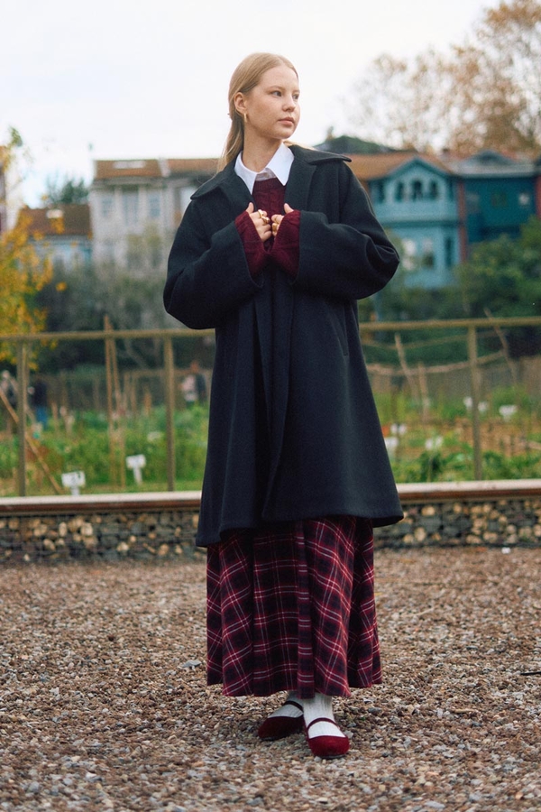 Oversize Düşük Kol Kaban Siyah - 2