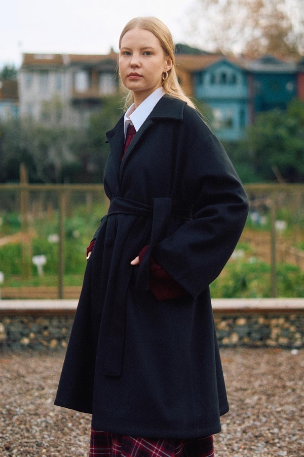 Oversize Düşük Kol Kaban Siyah - 8