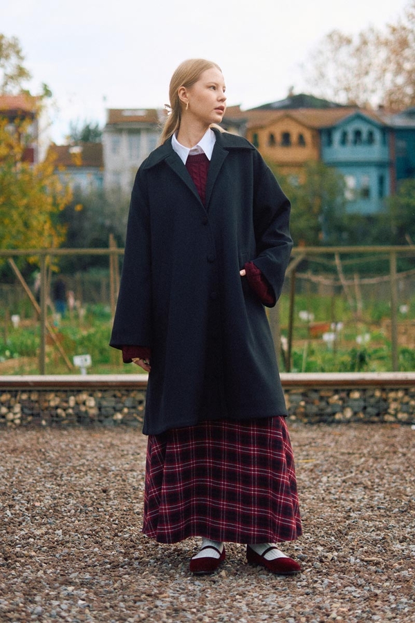 Oversize Düşük Kol Kaban Siyah - 3