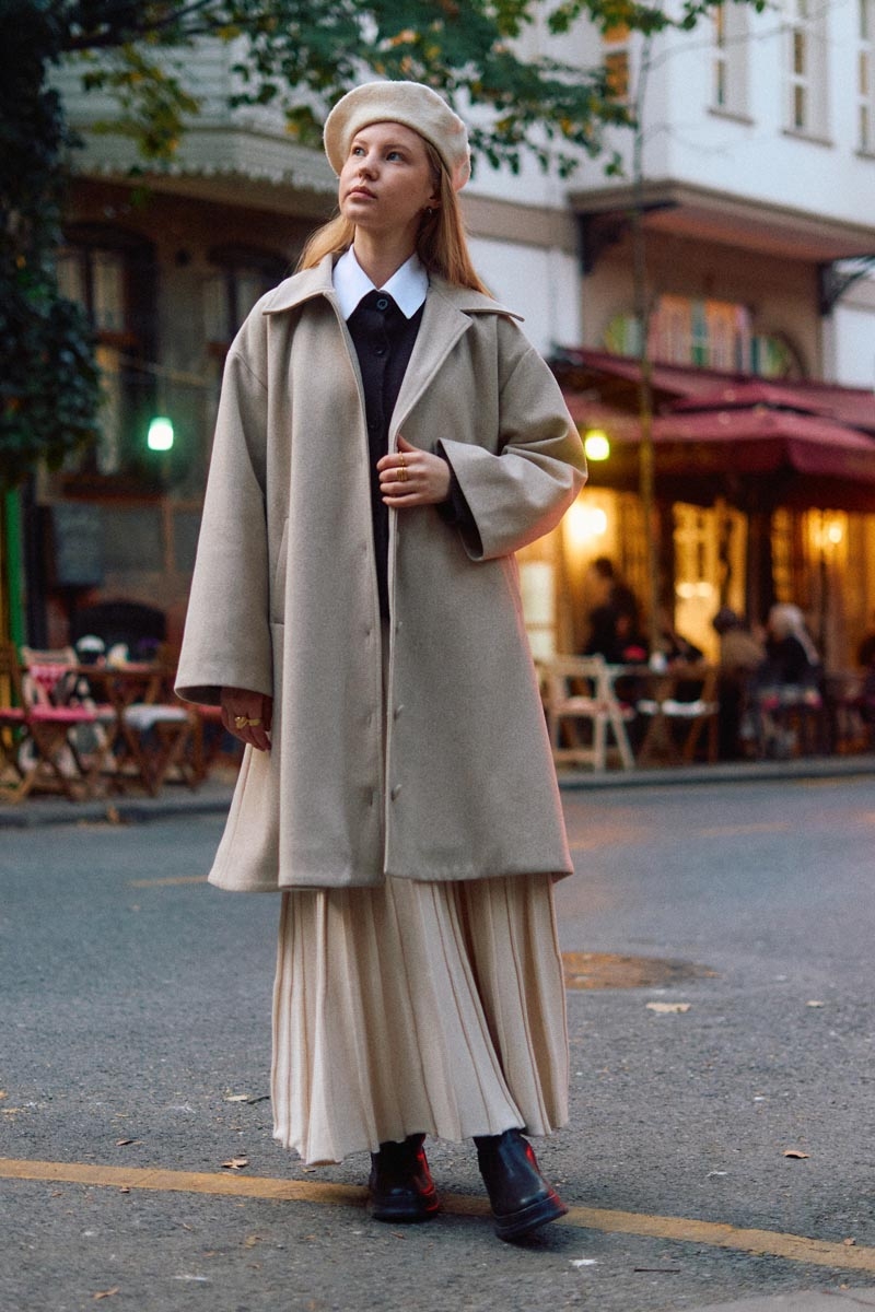 Oversize Düşük Kol Kaban Taş